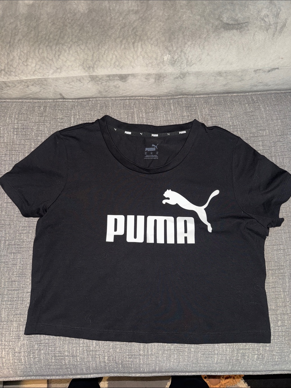 Puma Black Crop Top with White Logo